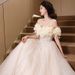 Women's Clothing One Shoulder Banquet Evening Dress Champagne Color High End Luxury Niche Adult Ceremony Graduation Host Dress_ecoleips.com