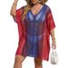 Plus Size Women's Beach Vacation Cover Up Gradient Color Hollowed Out Machine Knitted Loose Casual Bikini Dress_ecoleips.com