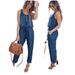 Voya Women's Foreign Trade Women's Slim-fit Waist-cinching Denim Jumpsuit With Straight Legs, Comfortable_ecoleips.com