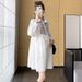 Autumn New Korean Fashion Mid-Length Patchwork Maternity Dress_ecoleips.com