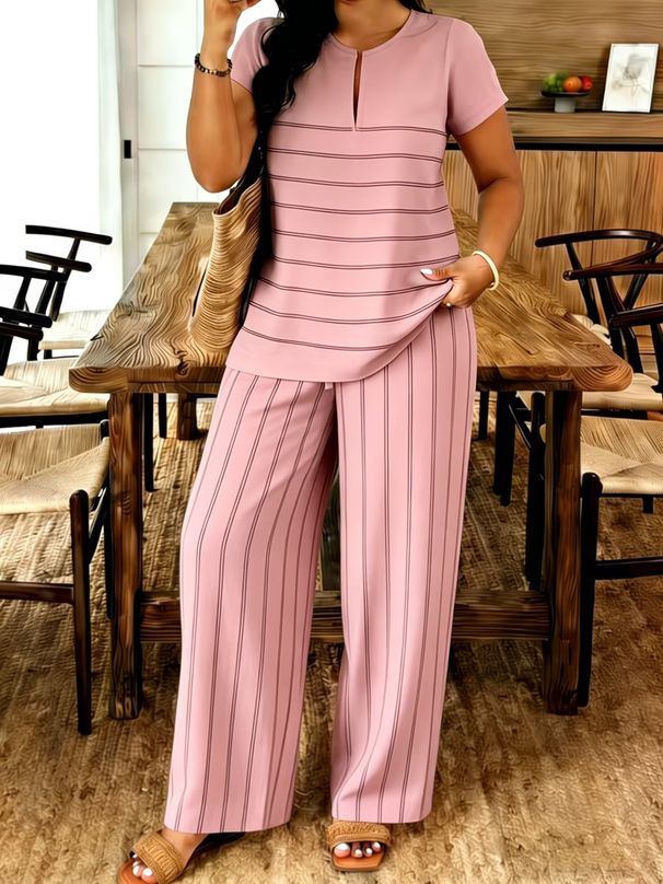 V-Neck Floral Print Lounge Set - Soft Stretch Jogger Pants & Tunic Top For Women_ecoleips.com