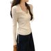girl Polo Collar Knitted For Women 2025 Autumn Winter Slim Fit Inner Wear Drawstring Waist Design Sweater Base Shirt Top_ecoleips.com