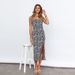Summer Daisy Print Slim Fit Split Strap Midi Dress Casual Daily Vacation Wear Sundress For Women_ecoleips.com