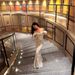 Foreign Trade Hot-Selling Lace High-End Vintage Cream White Long Dress European And American Style Mesh Slim Sexy_ecoleips.com