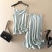 Satin Acetate For Women 2025 Summer New Small Strap Vest Draped Bodycon Skirt Two-Piece Set_ecoleips.com