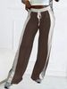 Women's High-Waisted Wide-Leg Pants | Black & White Contrast Flowy Drapery | INS Style Straight-Leg Lounge Palazzo Trousers_ecoleips.com