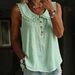 Women's Sleeveless Shirt Summer Fashion Design Loose Solid Color Collar Lace Button American Style Clothing_ecoleips.com
