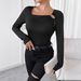 European And American Cross-Border 2026 Autumn Elegant Women's Solid Color Casual Square Neck Fashion Slim Fit Long_ecoleips.com