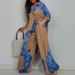 Women's Clothing Women's Fashion Casual Colorblock Loose Shirt Tops Trousers Two Piece Set_ecoleips.com