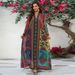 Elegant Embroidered Jalabiya Dress With Floral Print & Crystal Embellishments – Modest Long Sleeve Maxi Dress For Women, Middle Eastern Style Abaya_ecoleips.com