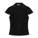 Street Style Crinkle Texture Poplin Shirt For Women - Short Sleeve Button Down Top With Flounce Detail, Black, White Black Dot, Black White Dot_ecoleips.com