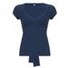 Girl Style Bow Tie Waist Slimming Sleeve T-Shirt Sexy V-Neck Chest Shape Casual Short Top Summer_ecoleips.com