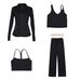 Women's Clothing Women's Slim Fit Stand Collar Jacket Y Shaped Vest U Shaped Vest Straight Leg Pants Four Piece Set Elastic Sportswear_ecoleips.com