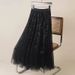Women's Clothing Mesh Sequined Skirt Drape High Waist Slim A Line Big Swing Umbrella Skirt_ecoleips.com