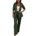 Women's Clothing Fashion Loose Lapel Striped Suit Two piece _ecoleips.com