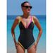 women's lace up bikini one piece backl swimsuit sisters swimwear_ecoleips.com