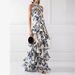 Women's Clothing Holiday Style Strappy Lolita Big Swing Skirt Printed Long Dress_ecoleips.com