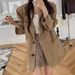 Korean Dongdaemun Style Suede Blazer_ecoleips.com