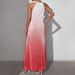 Women's Sexy Backless Halter Neck Midi Dress Sleeveless Gradient A-Line Dress for Summer_ecoleips.com