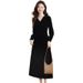 High-End Velvet Dress, Women's French Temperament, V-Neck, Waist Slimming, Slimming Mid-Length Skirt_ecoleips.com