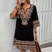 In Stock 2025 Cross-Border Summer New Women's European And American Sexy Floral Black Dress_ecoleips.com