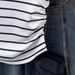 Versatile Elegant Women's T-Shirt Summer Style Fitted Waist Color Block Striped Short Sleeve Top_ecoleips.com