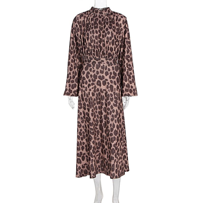 Fashion Elegant Premium Crew Neck Printed Long Sleeve Fall Dress For Women High End Sense Autumn Dress_ecoleips.com