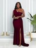 Women's Clothing Sleeveless One Shoulder Sexy Tight High Waist Slit Temperament Evening Dress_ecoleips.com
