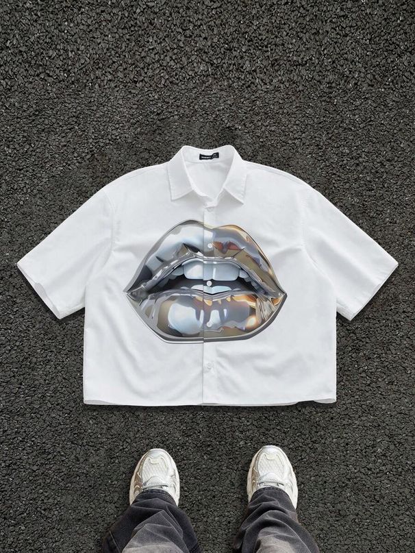 Summer Fashion Trendy Polo Shirt for Men And Women Big Mouth Digital 3D Printed Pattern European And American Cross Border E Commerce 2025_ecoleips.com