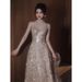 Women's Clothing Dress Halter Neck New Champagne Color Host Birthday Adult Ceremony Art Exam Dress Temperament Celebrity Female_ecoleips.com