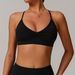 Women's Quick Drying V-Neck Yoga Bra Cross Back Gathered Sports Fitness Underwear for Running_ecoleips.com