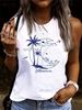 Women's Summer Coconut Tree Print Large Casual Sleeveless Loose Tank Top T-shirt_ecoleips.com