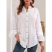 Verve Spring Summer New Solid Color Long Sleeve Shirt Cotton Linen Blouse Cardigan Women's Clothing_ecoleips.com