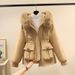 Women's Clothing Horn button parka women's autumn and winter new slim down cotton jacket fashionable plus velvet thick fur coat_ecoleips.com