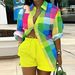 Women's Clothing Sexy Printing Color Printing Long Sleeve Shirt Shorts Two-Piece Suit_ecoleips.com