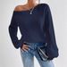 Women's Commuter Style Off-Shoulder Pullover Knitted Sweater Solid Color Loose Casual One-Shoulder Neck Autumn Winter Fashion_ecoleips.com