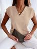 Women's Clothing Wish Summer Solid Color Short Sleeved V Neck Ladies Shirt Shirt Women's Clothing_ecoleips.com