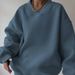 Women's Casual Long Sleeve Round Neck Pullover Sweatshirt - Loose Fit Solid Color Streetwear (Multiple Colors & Sizes)_ecoleips.com