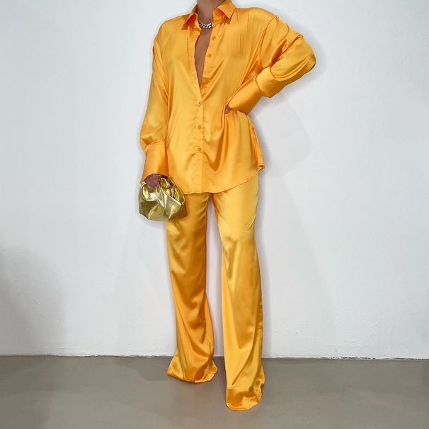 Women's Clothing Fashion Multi Color Satin Loose Casual Suits_ecoleips.com
