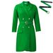 D3284 New High-Waisted Fashion Waist-Cinching Pleated Patchwork Mid-Length Blazer Dress_ecoleips.com