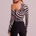 Aria Basics Aria Basics Foreign Trade Knitted Off-shoulder Sexy Long-sleeve Top For Women, European And American Autumn Striped Printed Short_ecoleips.com