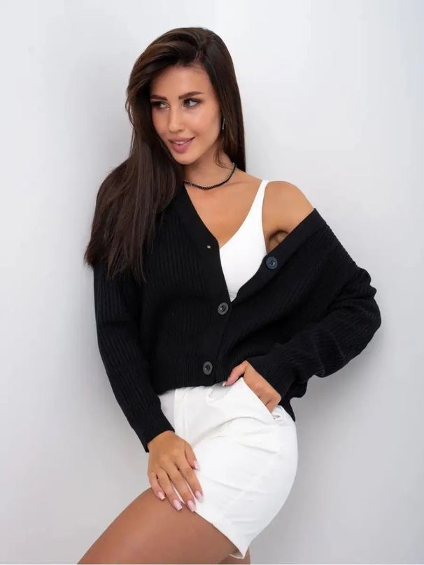 European And American Clothing V-Neck Ribbed Button Sweater Cardigan Knitted Casual Women's Top_ecoleips.com