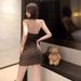 Mini Leopard Print Wrap Bodycon Dress Women Sexy Backless Short Skirt Slimming Belted Shoulder Strap Autumn Season_ecoleips.com
