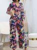 Women's Floral Print Two-Piece Pant Set Comfort Fit Casual Autumn Winter Outfit_ecoleips.com