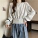 American-style Real Shot Of Korean Autumn Round-neck Buttoned Waist-slimming Long-sleeve Short Pullover Sweatshirt For_ecoleips.com
