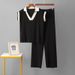 Women's Summer Two Piece Set Cross Border Style Simple Solid Color Loose Sleeveless Knit Top with Sporty Slim Fit Wide Leg Pants_ecoleips.com