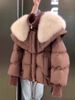 Petite Winter Parka With Oversized Faux Fur Collar – Short Quilted Puffer Coat, Thickened Polyester Shell (S-XL)_ecoleips.com