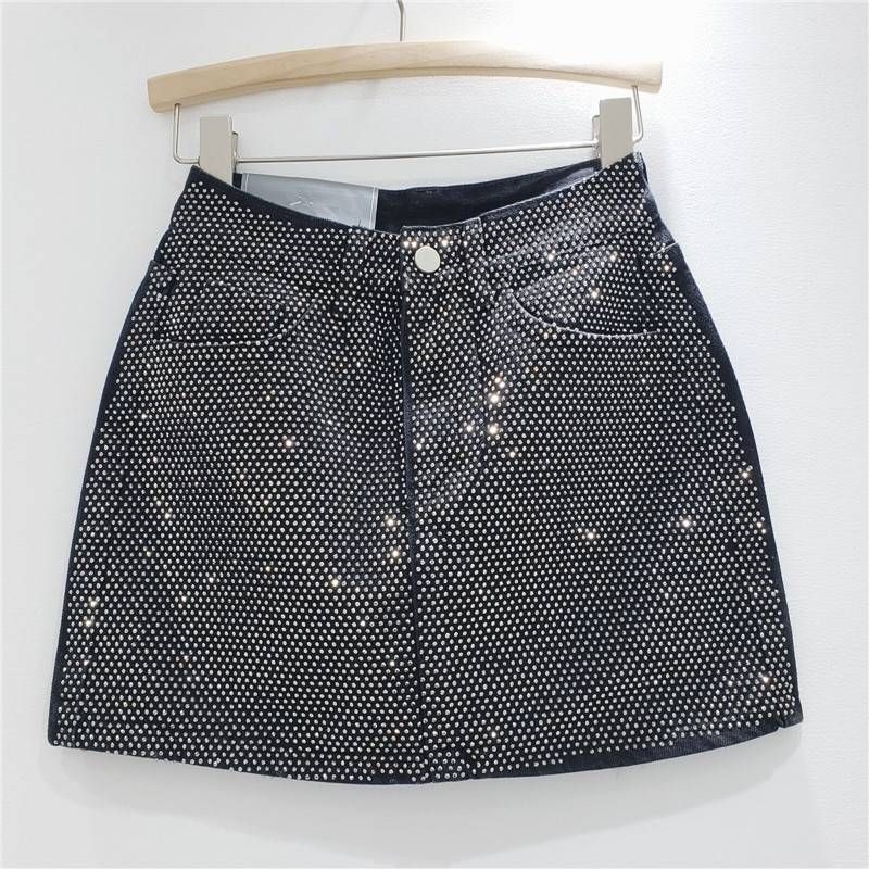 European Personalized Letter Print High Waist Denim Short Skirt Women Summer New Style Stylish A Line Half Length Hip Skirt Trend_ecoleips.com