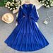 Women's French Style Off-Shoulder Round Neck Dress With Lantern Sleeves Elastic Waist Slimming Ruffle Long Skirt Summer Elegant_ecoleips.com