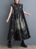 2026 Summer New Black Vintage Print Sleeveless Dresses For Women Stand Collar Loose Casual Long Dress Fashion Elegant Clothing_ecoleips.com